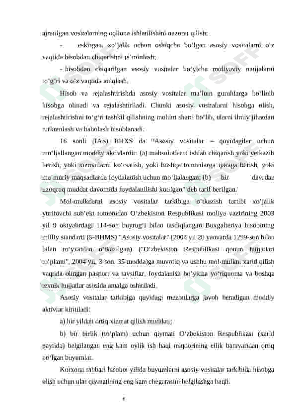 Asosiy vositalarning holati va taminlanganlik tahlili. 6