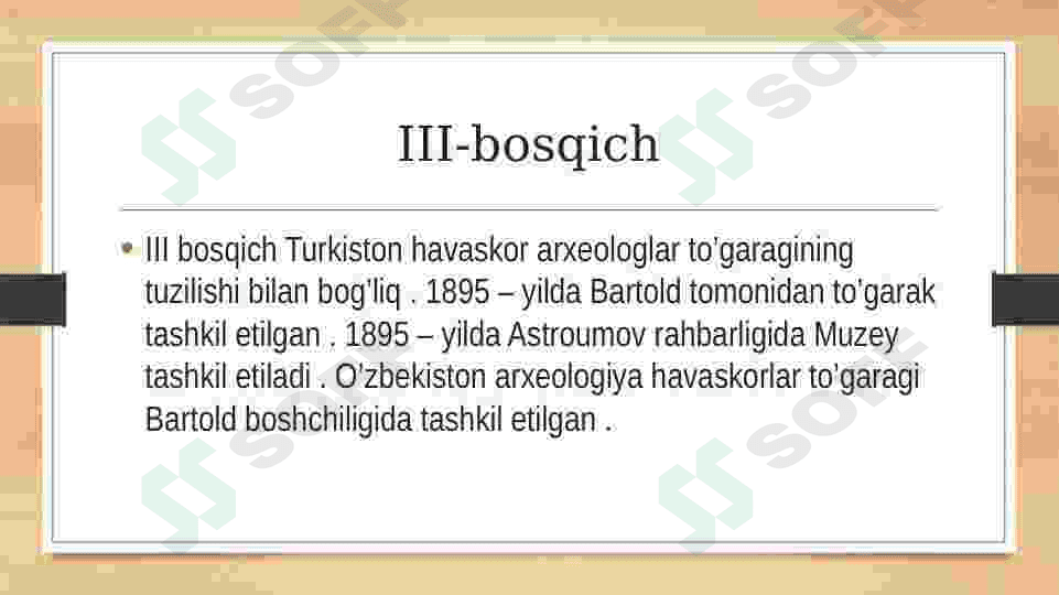 Chor Rossiyasi va sovet xukmronligi davrida O’zbekistonda arxeologiya fani 6