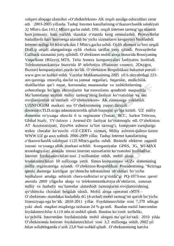 Internet tarmog'ining xozirgi kundagi  ahamiyati 6
