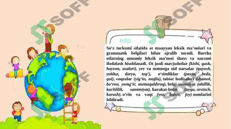 BOSHLANG’ICH SINF DARSLIKLARIDA OT SO’Z TURKUMIGA OID MASHQLAR TASNIFI 6