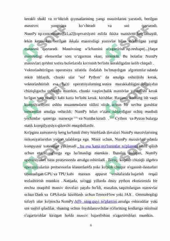 Numpy kutubxonasi vca imkoniyatlari 6