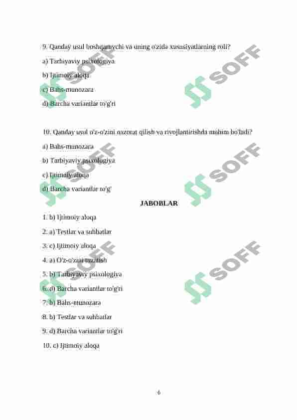 TRENINGDA O’YIN-GURUH BILAN ISHLASH VOSITASI SIFATIDA SOSIAL PSIXOLOGIK TRENINGLARDA BAHS-MUNOZARA USULLARI TRENING MASHG’ULOTLARINI OLIB BOORISH USULLARI 6