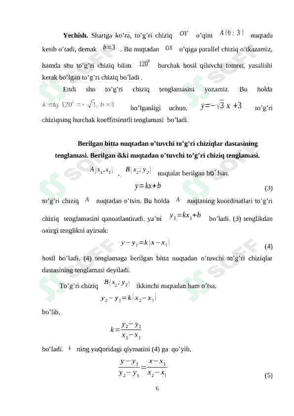 Fazoda to`g`ri chiziqning turli tenglamalari 6