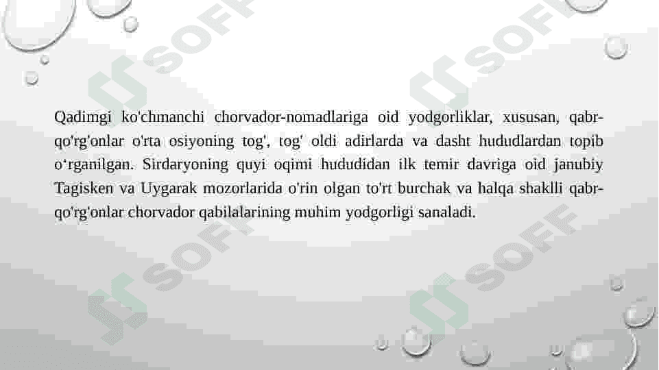 O’RTA OSIYONING DASHT VA TOG’OLDI HUDUDLARIDAGI CHORVADORLAR MADANIYATI 6