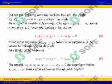 Yuqori tartibli chiziqli differensial tenglamalar. Ostrogradskiy-Liuvill formulasi 6