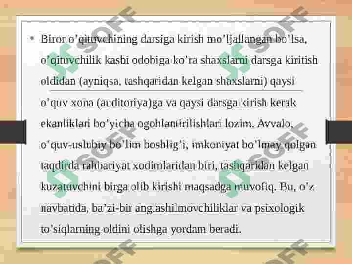 Dars tahlilini tashkil etish va uni rasmiylashtirish 6