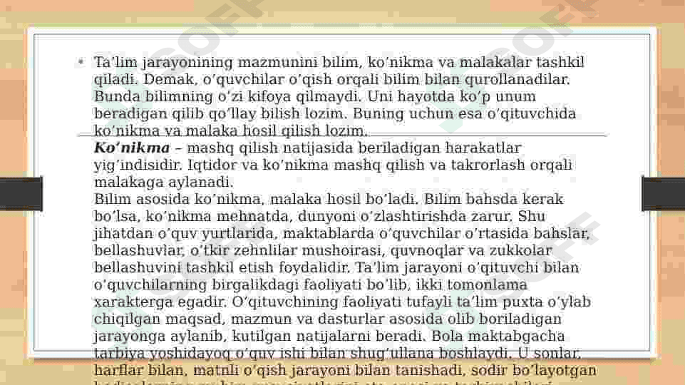Ta’lim maqsadi va o‘quvchilarning yosh xususiyatlaridan kelib chiqib o‘quv ishlarining turli shakllaridan foydalanish 6