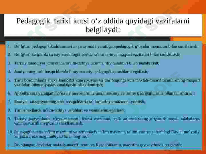 PЕDAGOGIKA TARIXI FANINING MAQSAD VA VAZIFALARI. 6