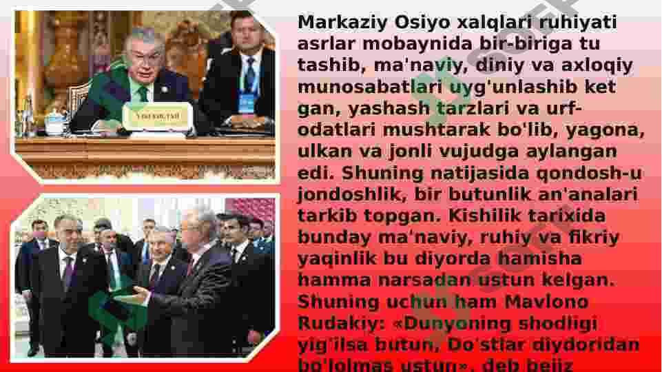 O'zbekistonning Markaziy Osiyoda tinchlik va barqarorlikni ta'minlash borasida olib borgan siyosati 6