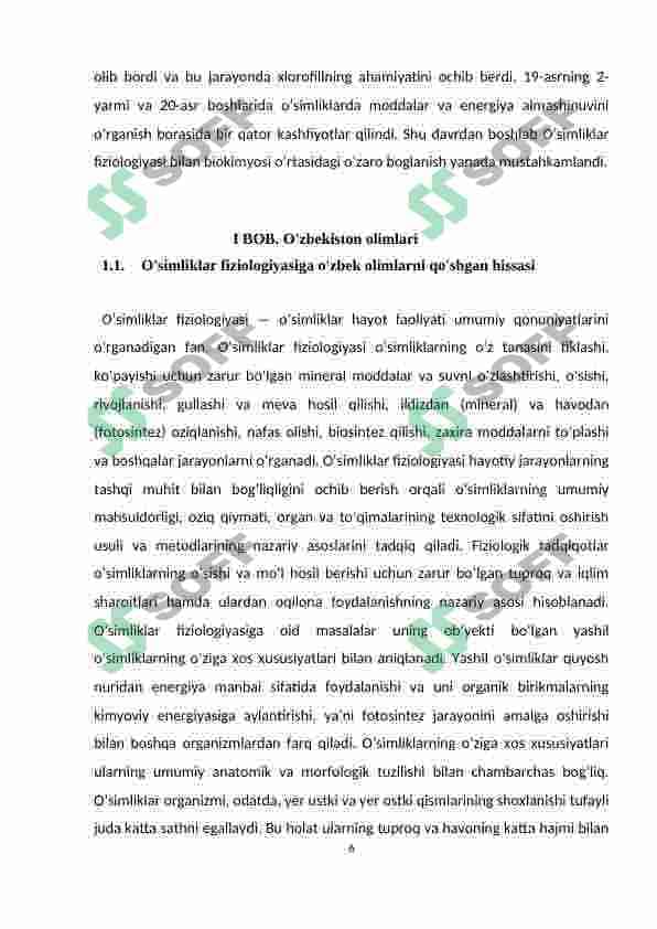 O'simliklar fiziologiyasining rivojlanishida olimlarning qilgan ishlari 6