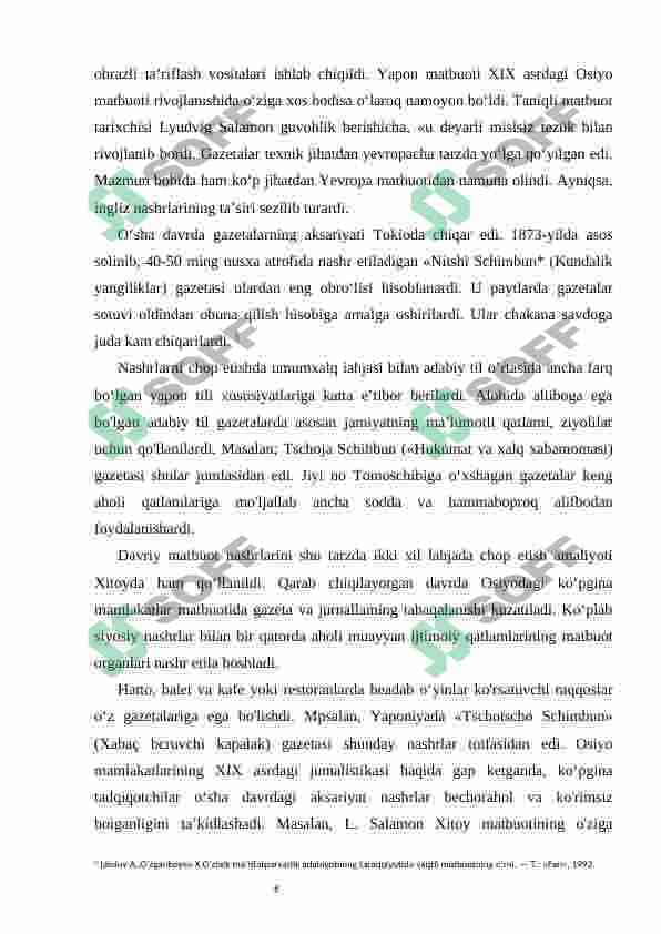 XIX asr ikkinchi yarmi XX asr boshlarida Turkiston o'lkasida matbuot va jurnalistika 6