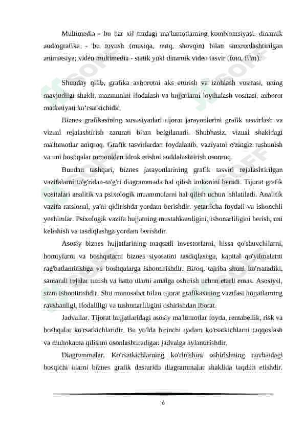 Biznes grafikasi, uning apparat va dasturiy ta'minot hamda rivojlanish istiqbollari 6