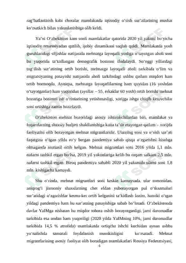 JAHON IQTISODIYOTIDA OZIQ OVQAT VA DEMOGRAFIK MUOMMOLAR,ULARNI BARTARAF ETISH BO'YICHA TIZIMLI CHORA-TADBIRLAR 6