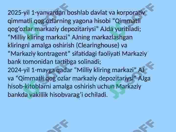 Kapital bozorini rivojlantirish orqali mamlakat Iqtisodiy taraqqiyotini ta'minlash 6