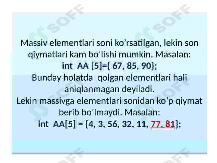 С/С++ tilida massivlar bilan ishlash 6