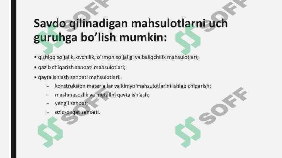 JAHON BOZORI KONYUNKTURASI VA  XALQARO SAVDONING RIVOJLANISH  TENDENSIYALARI 6