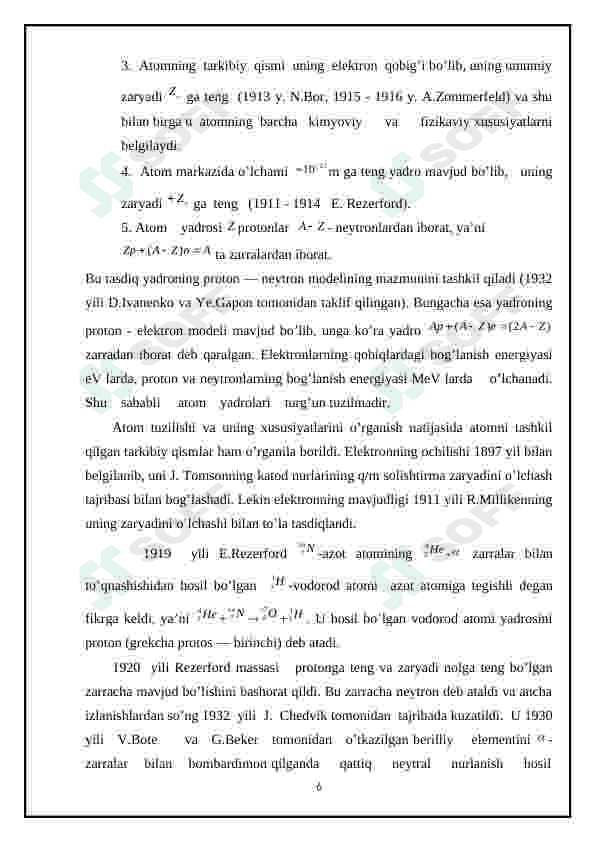 ’Elementar zarralar va ularning sistematikasi. Zarralar fizikasida saqlanish qonunlari 6