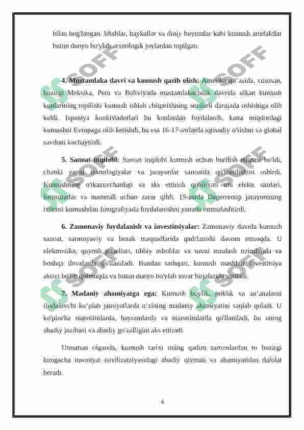 KUMUSH [Ag] va OLTIN [Au] birikmalari va ularning hossalari 6