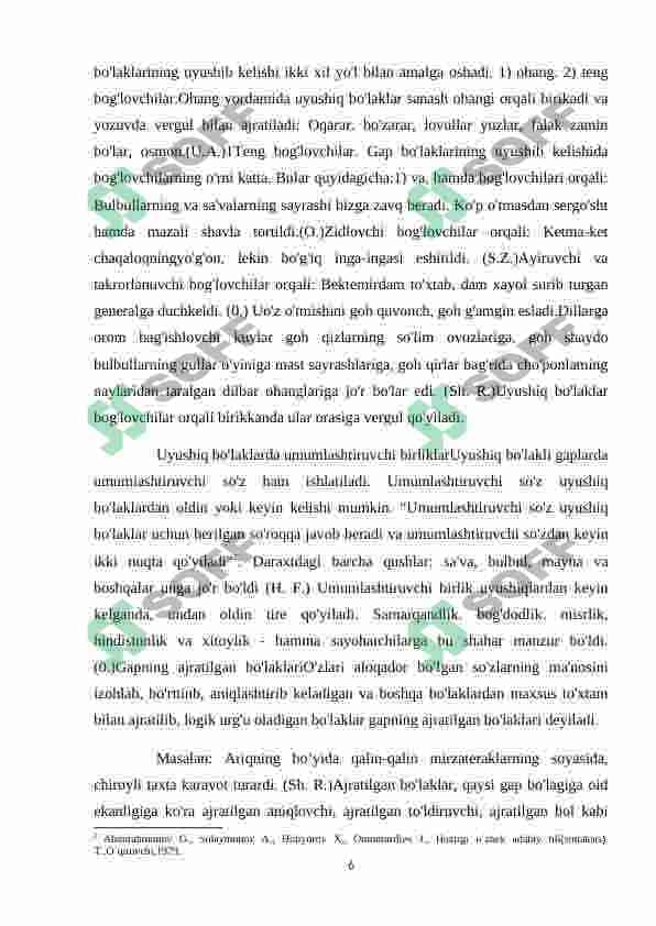 HOZIRGI O’ZBEK TILIDA UYUSHIQLIK HODISASI 6