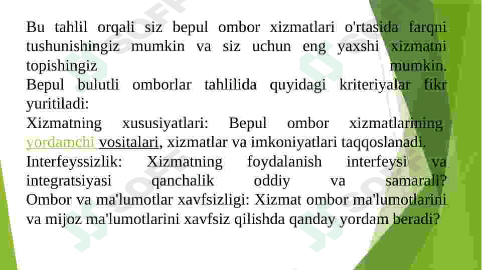 Bepul bulutli omborlar tahlili 6