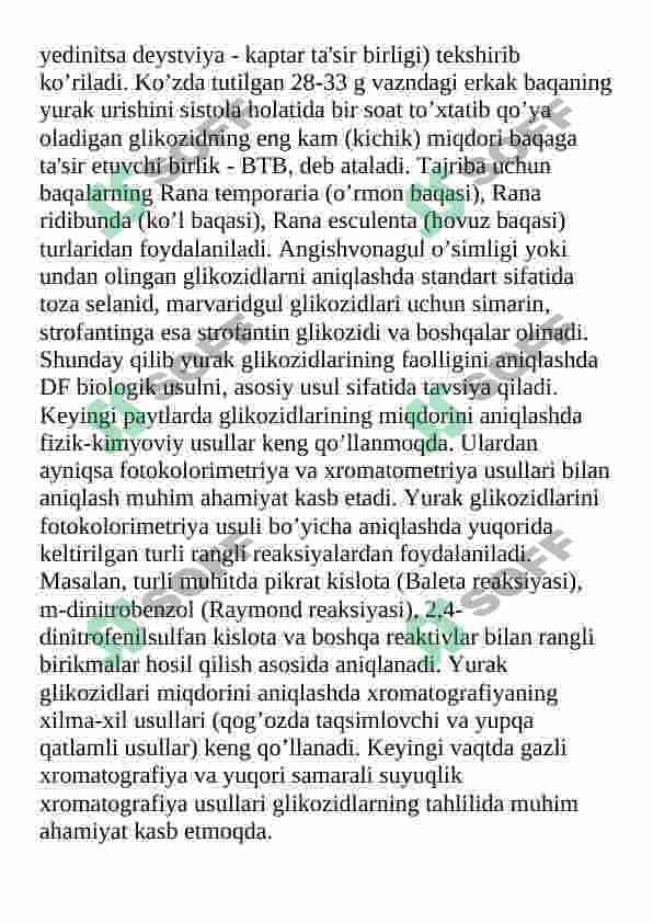 Fotometrik usulda yurak glikozodlarini sifat va miqdorini aniqlash 6