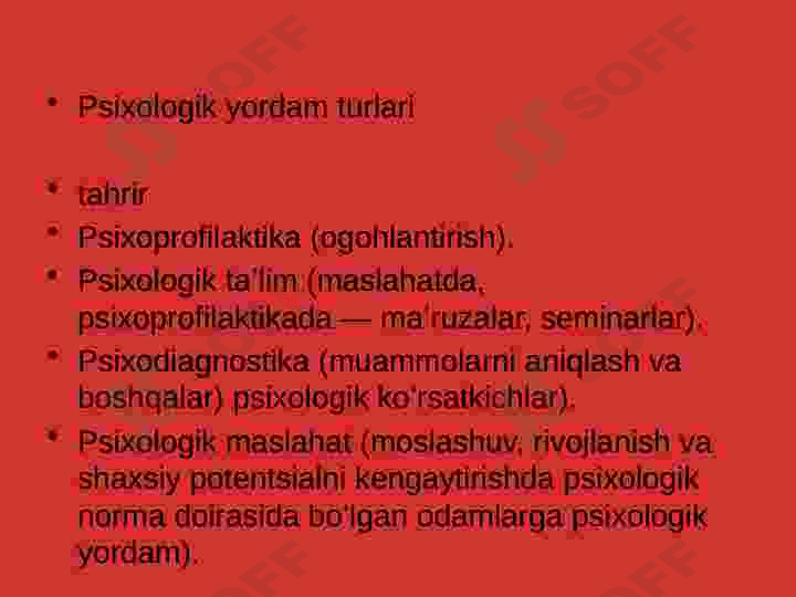 Psixologik va psixiatrik yordamning tibbiy va ijtimoiy muammolari 6