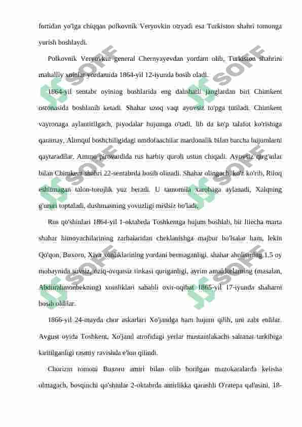 Chor Rossiyasining istilosi va mustamlakachilik tizimining o'rnatilishi 6