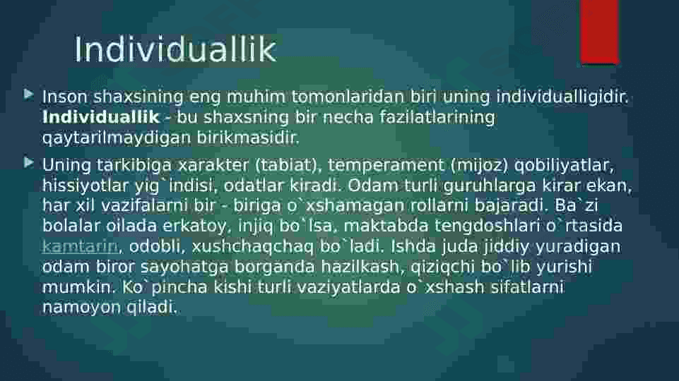 Shaxsning malaka va odatlari. 6