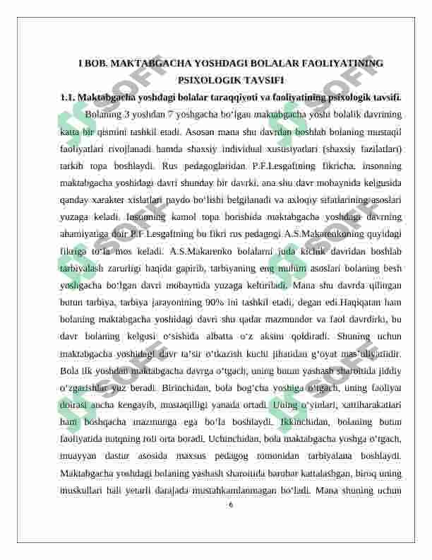 Maktabgacha yoshdagi bolalarning yoshga doir pedagogik-psixologik xususiyatlari va ularning bolaning sog'lom rivojlanishidagi ahamiyati 6