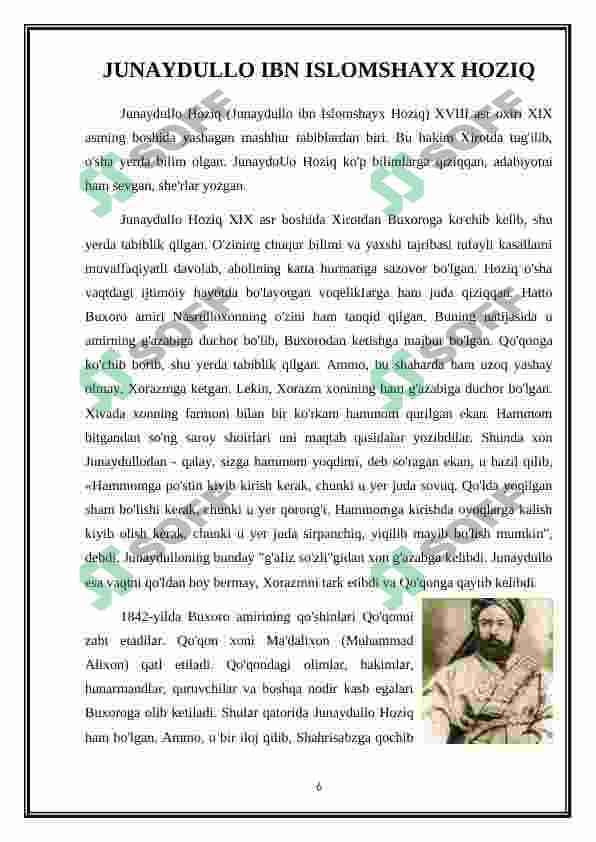 XVIII-XIX asrda tibbiyot sohasida erishilgan yutuqlar. XX-XXI asrlarda tibbiyot ilmining dolzarb masalalari 6