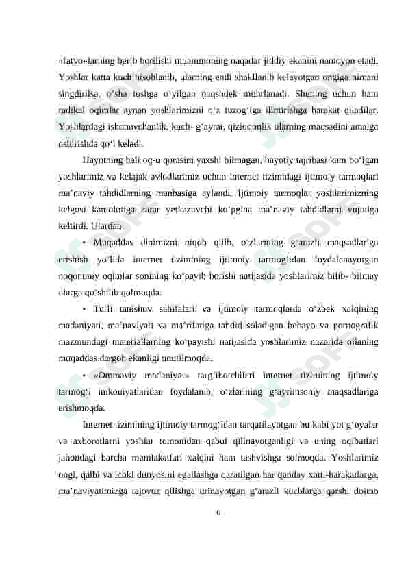 Internet va virtual mafkuraviy xurujlarining oqibatlari 6