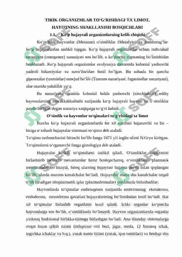 tirik organizmlarning gorizontal va vertikal o'zgarish 6
