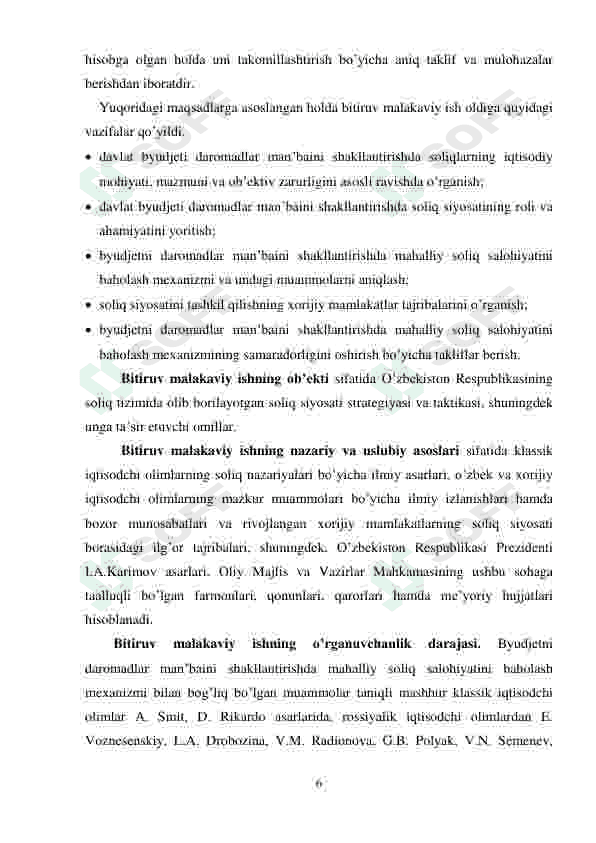 Byudjet-soliq siyosati mamlakat iqtisodiy siyosatining ajralmas bug’uni sifatida (O’zbekiston Respublikasi misolida) 6