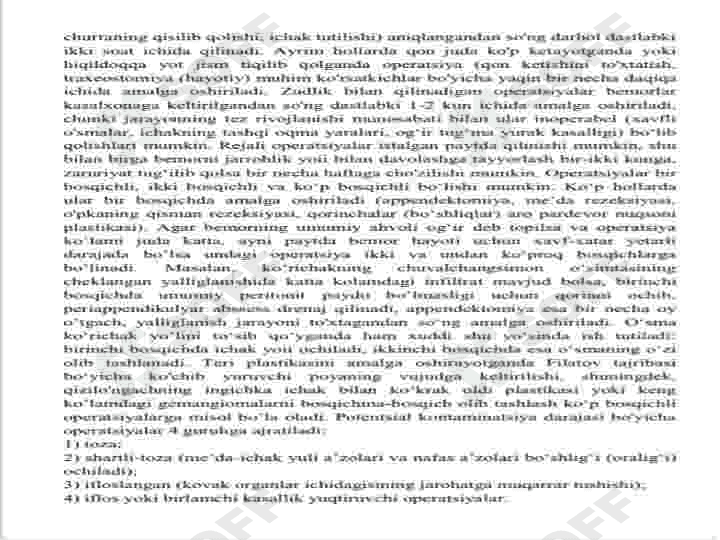 Operatsiyadan oldingi davr. Bemorlarni operatsiyaga tayyorlash. 6