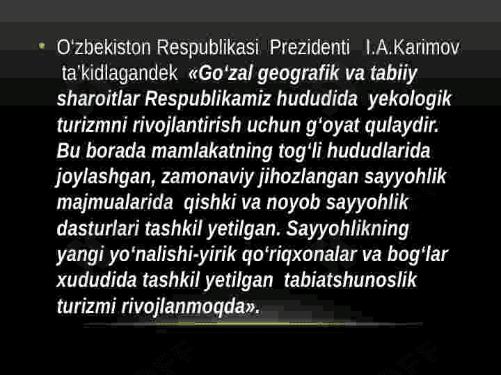 Mintaqalarda ekologik turizmni rivojlantirish resurslari va ulardan foydalanish yo'llari 6