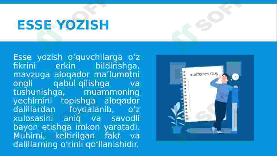 ESSE va insho tushunchasi uning tarkibi va tuzilishi. 6