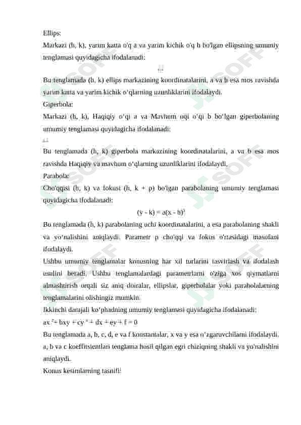Parabola, Giperbola va Ellipsning qutb koordinatalar sistemasidagi tenglamalari” 6