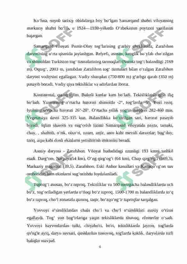 SAMARQAND IQTISDOIY RAYONIGA IQTISDOIY  GEOGRAFIK TAVSIF 6