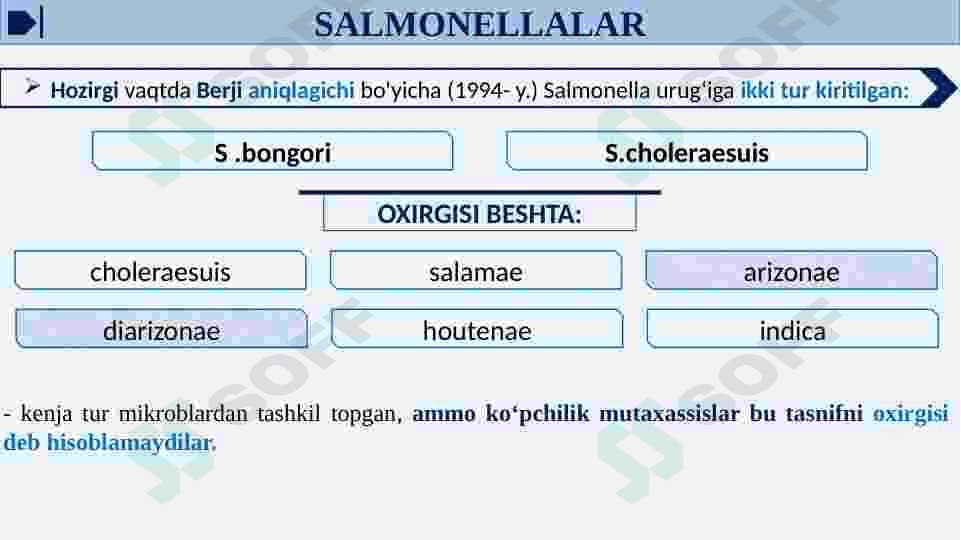 QORIN TIFI VA PARATIF A VA B QO’ZG’ATUVCHILARI KELTIRIB CHIQARADIGAN KASALLIKLAR. ULARNING TASNIFI VA LABORATORIYA TASHXISI. 6