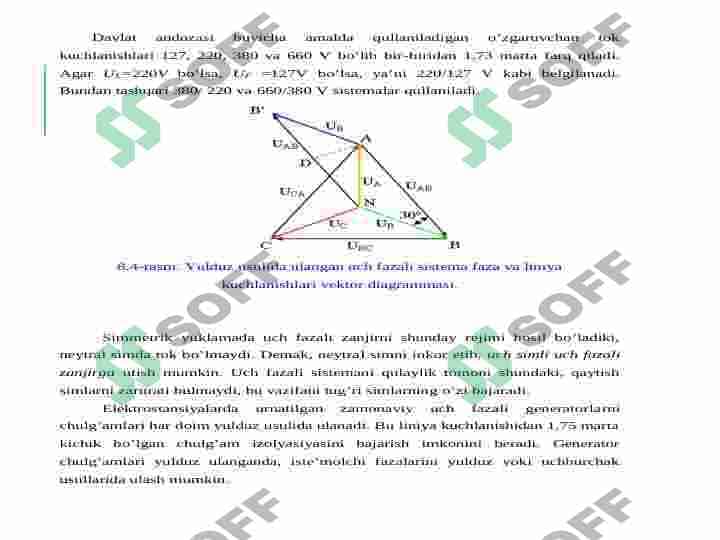 Uch fazali iste’molchilarni uchburchak va yulduz sxemada ulash 6