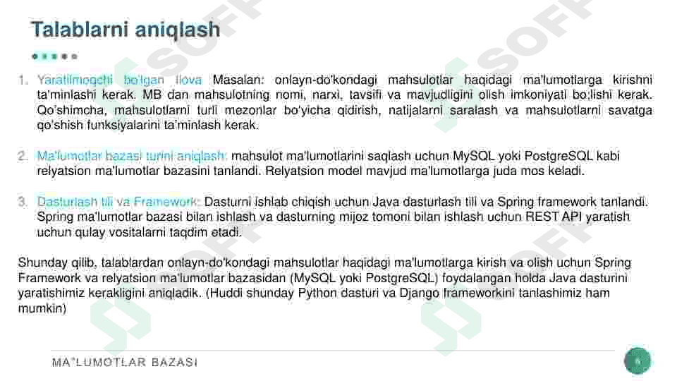 XML va ma‘lumotlar bazasi. 6