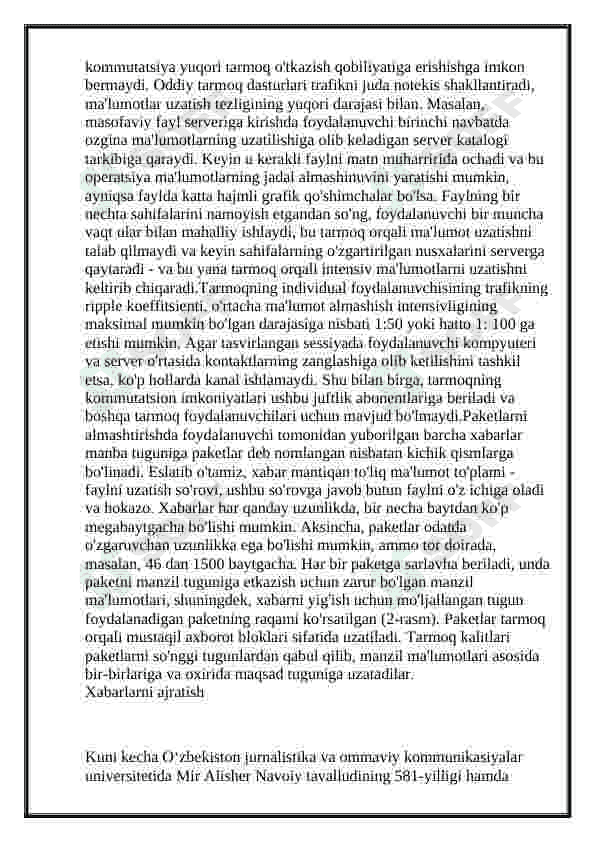 Informatika Paketlar kommutatsiyasining rivojlanishi 6