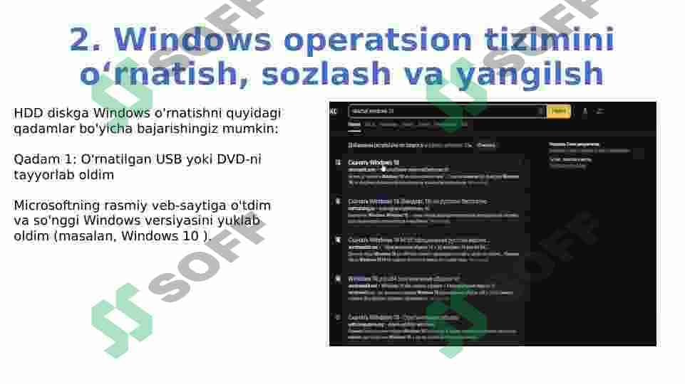 Operatsion tizimlarini o‘rnatish, sozlash va yangilash. 6