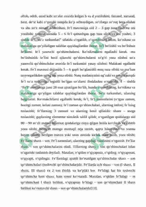 1-2-sinflarda fe'l so'z turkumi. 6