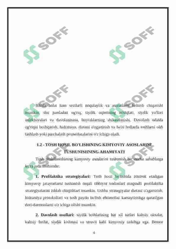 Organizmda tosh hosil bo’lishining kimyoviy asoslari 6