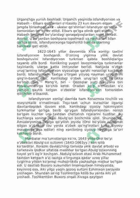 XVI-XVII asrlarda Xiva xonligi 6