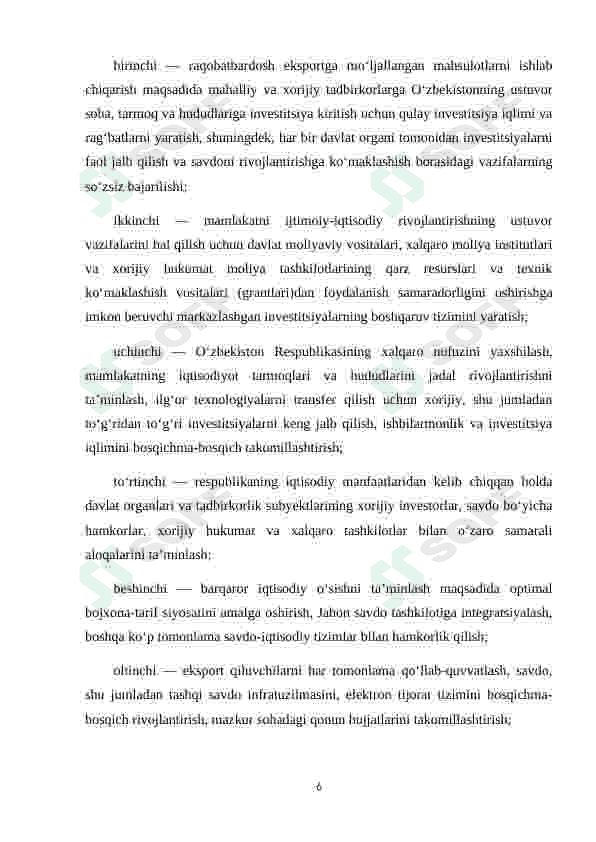 O‘ZBEKISTON RESPUBLIKASINING TASHQI INVESTITSION SIYOSTI 6
