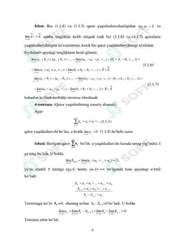 IKKI KARRALI QATORLARNING YAQINLASHISH TUSHUNCHASI. 6