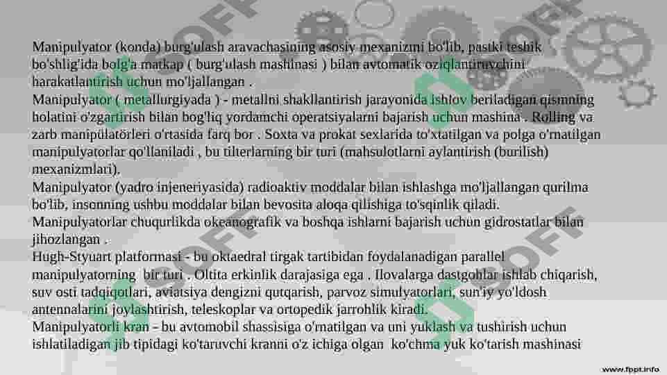 Manipulyatorlar. Manipulyatorlarni boshqarish 6