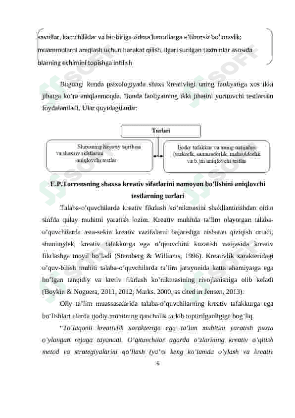 KREATIV PEDAGOGIKA FANINI O‘QITISHDA O‘QUVCHILARNING IJODIY FAOLIYATI VA UNING TUZILISHI. 6